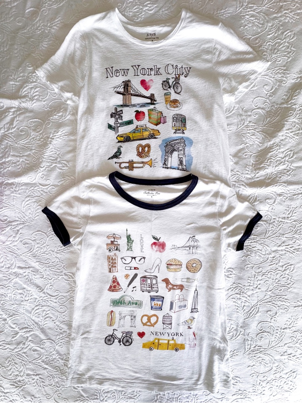 lot of TWO j.crew nyc new york collectors tees S rare! taxi bagel cute